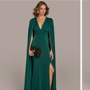 Donna Karan Teal Maxi Dress with Cape